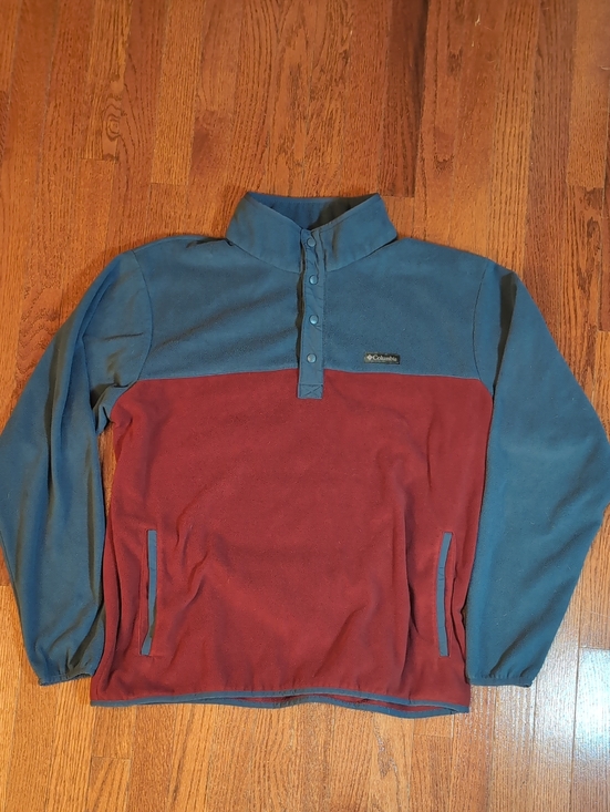 Columbia Other - Columbia Sportswear Men’s Snap-Front Fleece Pullover Size XL Blue and Burgundy